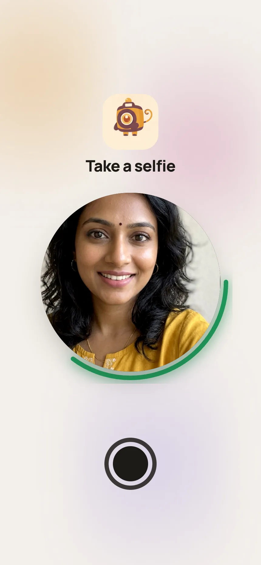 Guest join step two: the guest takes one selfie in the browser so face matching can find their photos